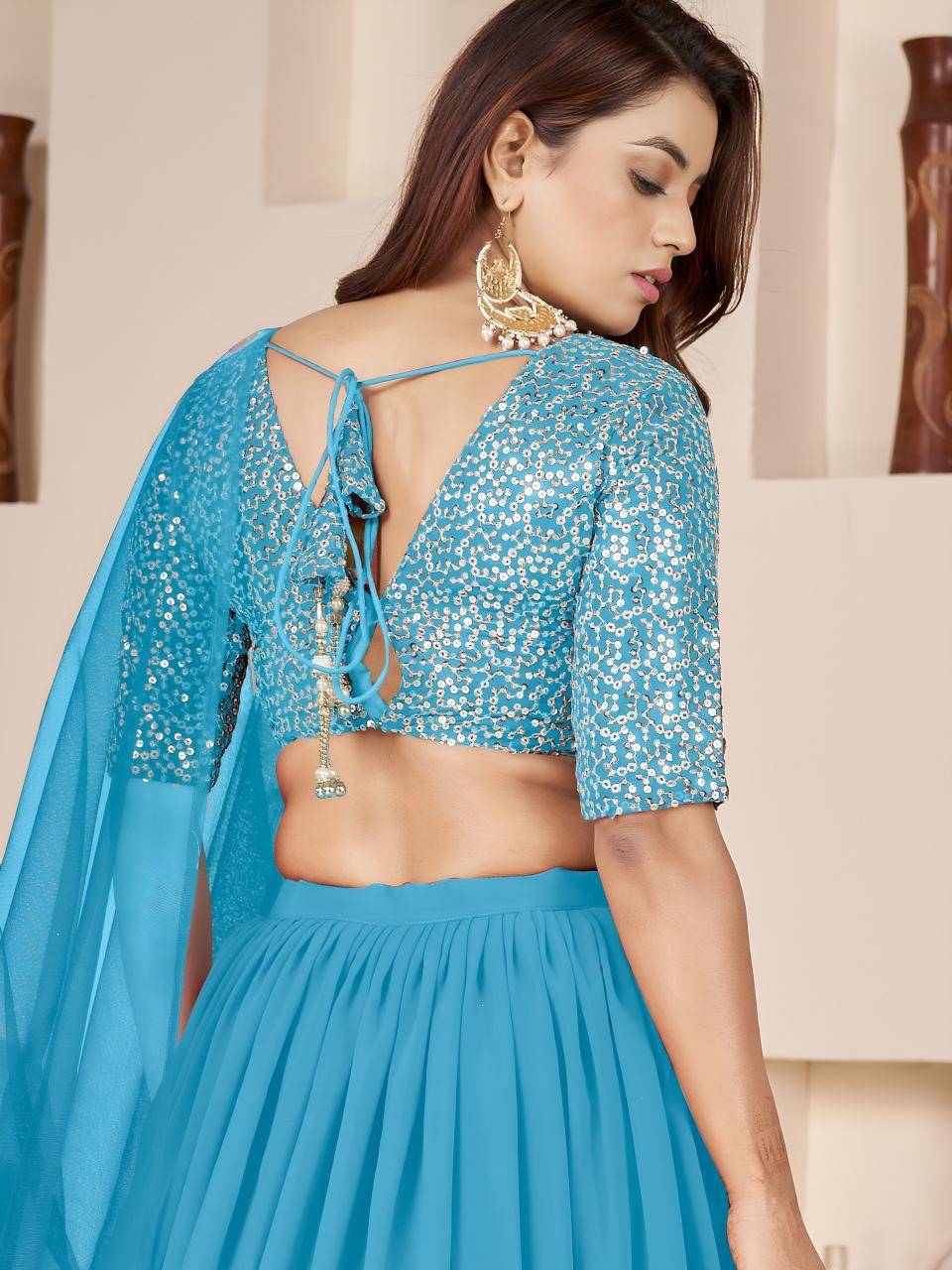 Anchal vol 2 Georgette Sky Blue Designer lehenga choli wholesale